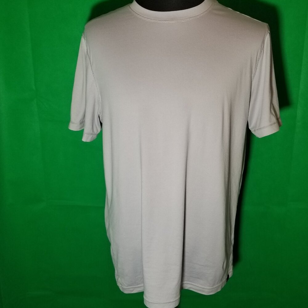 Gaiam Mens Medium Shirt Gray Stretch Gym Performance Running Yoga Modern Workout